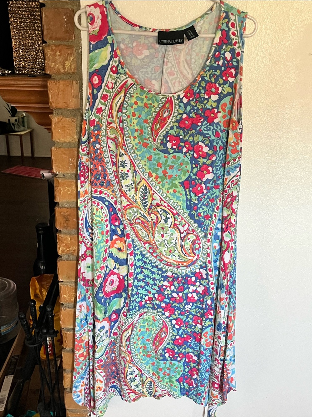 Cynthia Rowley Pastel Paisley Maxi Dress - Teal, Pink & Coral Accents size 1X - Picture 7 of 8